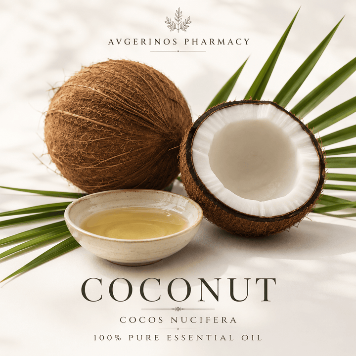 Αιθέριο έλαιο Καρύδα (Coconut), φαρμακευτικής &amp; καλλυντικής χρήσης - Avgerinos Pharmacy
