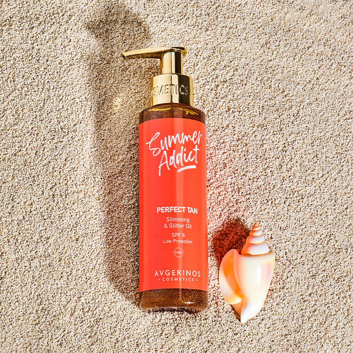 Summer Addict Perfect Tan - Αντηλιακό Λάδι Slimming &amp; Glitter Oil, Spf 6, 150ml